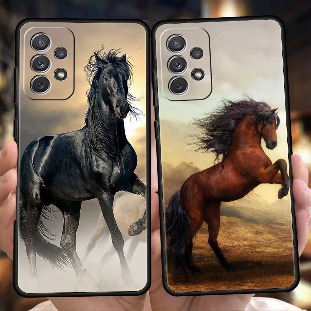 Horse Animal Silicone Case For Samsung Galaxy A32 A52 A13 A22 A72 A51 A71 A41 A11 A31 A21S 5G Luxury Phone Cover Shell Funda Bag