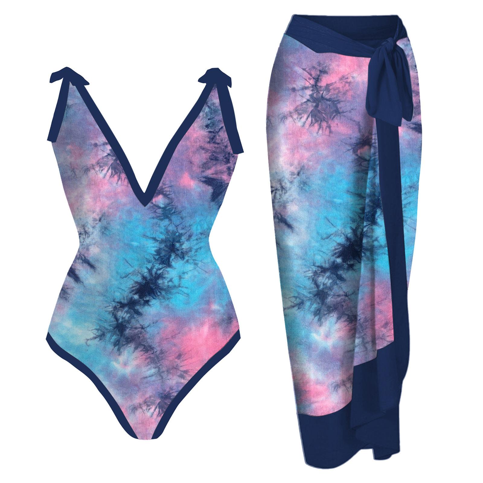 TS JYL-BK114 Ruffle One-Piece Swimsuit, Print Sexy Slim Bikini Set For Ladies XS