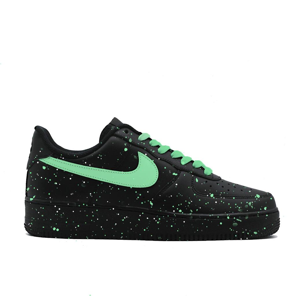 Nike Air Force 1 Lime Dot Abrasion Resistant Slip Resistant Low top Skateboard Shoes Unisex Black Cyan cw2288001(Team1039-)