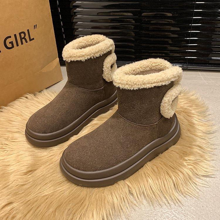 

Thick-soled snow boots women s 2025 new winter velvet short boots retro Maillard Martin boots Birkenstock cotton shoes 40