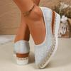 Tacchi da Donna a Punta Larga, Zeppe Moda a Colore Unico, Scarpe Europee Rialzanti per Donne