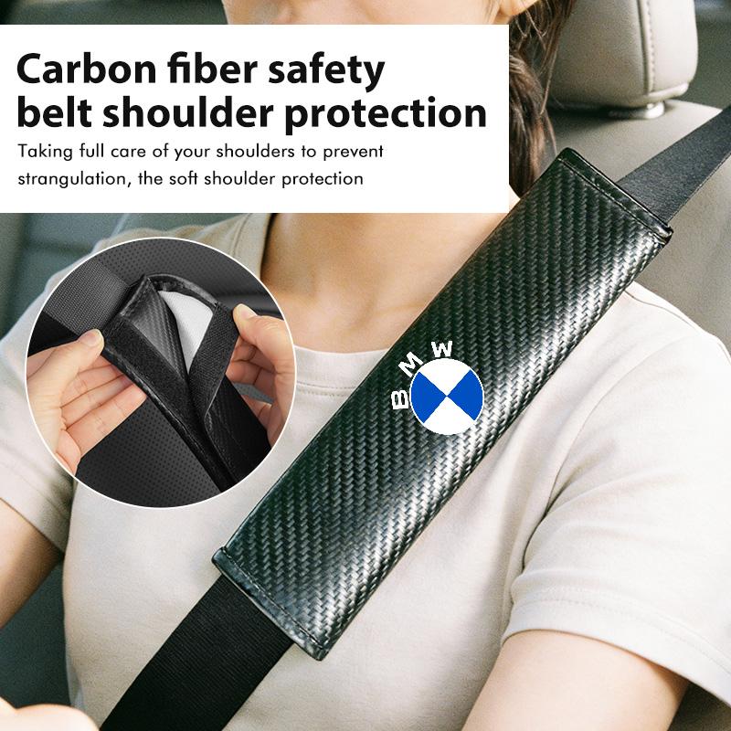 Universal Carbon Car Seat Shoulder Strap Pad Protection Cover For BMW Performance X1 M3 M6 F01 F02 E34 E36 E60 F10 F20 X6 ZJ4