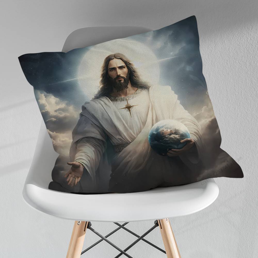 Savior Belief Jesus Pillowcase for Sofa Room Office Decor Printing Merchandise AllMatch Cushion Cover