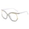 Fashion Cat Eye Glasses with Rhinestones Vintage Trendy Design Oversized Eyeglasses Women for Decoration