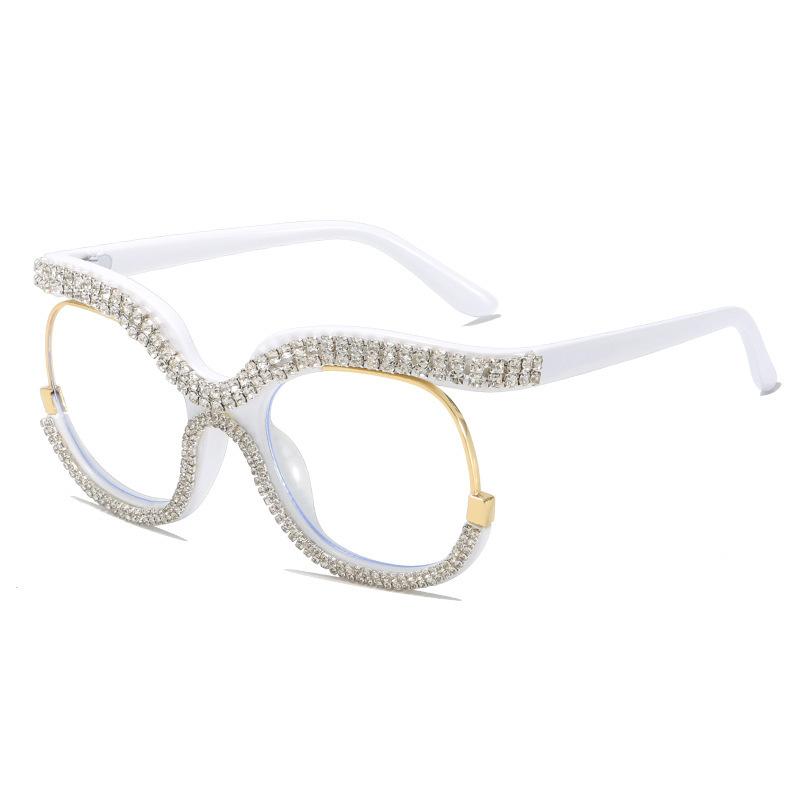 Fashion Cat Eye Glasses with Rhinestones Vintage Trendy Design Oversized Eyeglasses Women for Decoration
