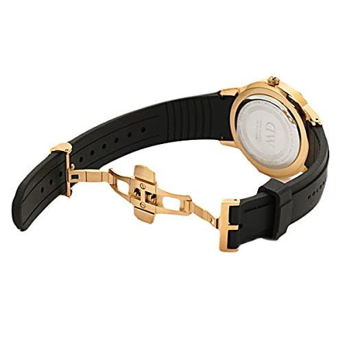 Daniel Wellington Iconic Motion 40mm Watch, Black and Rose Gold with Rubber Strap, DW00100425