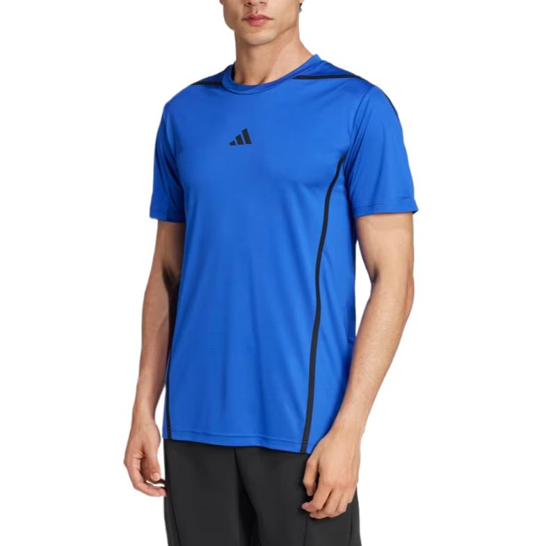 Adidas D4T PS Tee Comfortable Versatile Simple Fashion Solid Color Short Sleeve T-Shirt Men Tops Blue JJ1354