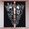 Gothic Skull Skeleton Curtain Black Macabre Window Drapes Punk Halloween Alternative Bohemian Gothic Home Decor Curtains for Roo
