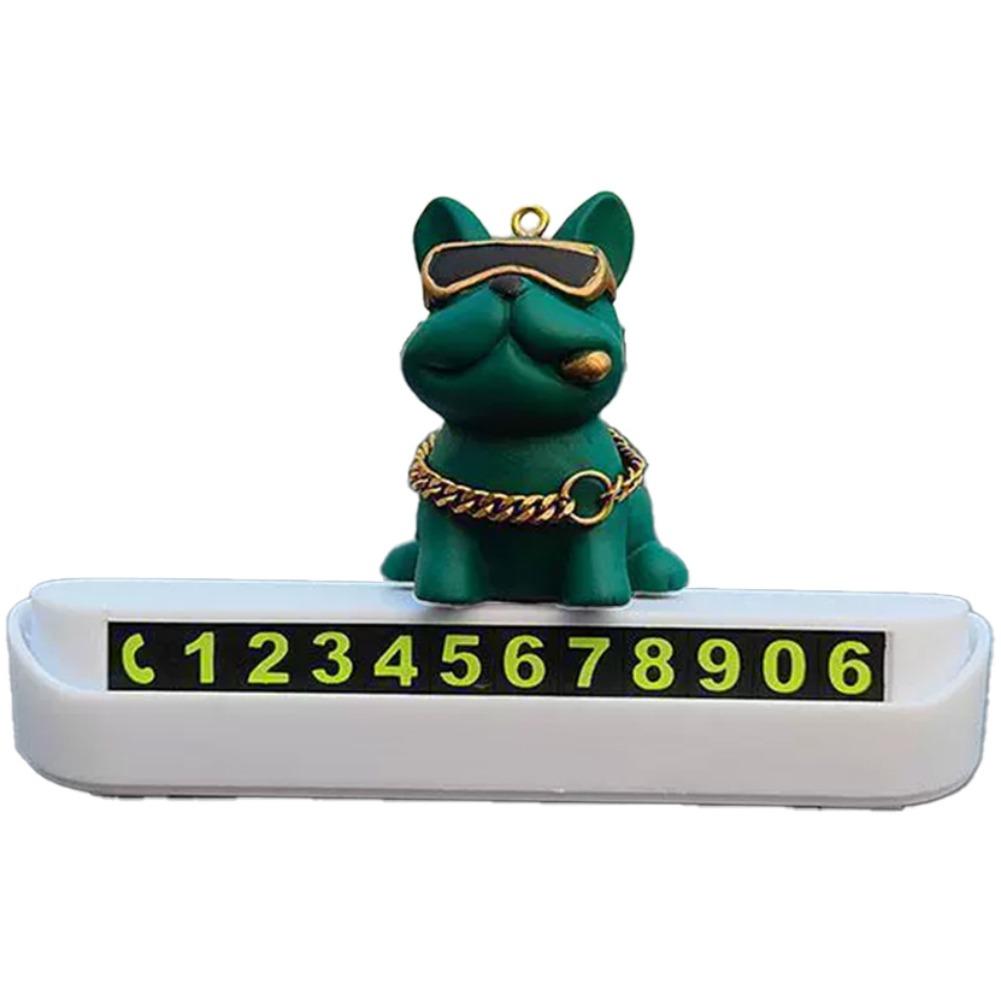 Temporary Parking Number Plate Bulldog Auto License Dashboard Car Interior Ornament Decoration Mobile Decor