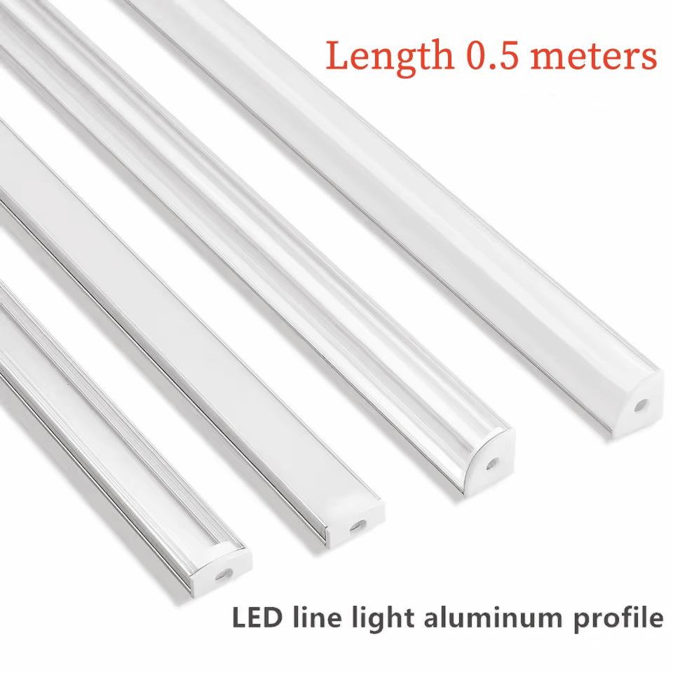 2-30 Pies/Pack LED Aluminum Profile 0.5m/Pie U/V Shape Suitable For 8-12mm LED Light Strip Housing Channel Decor Materials