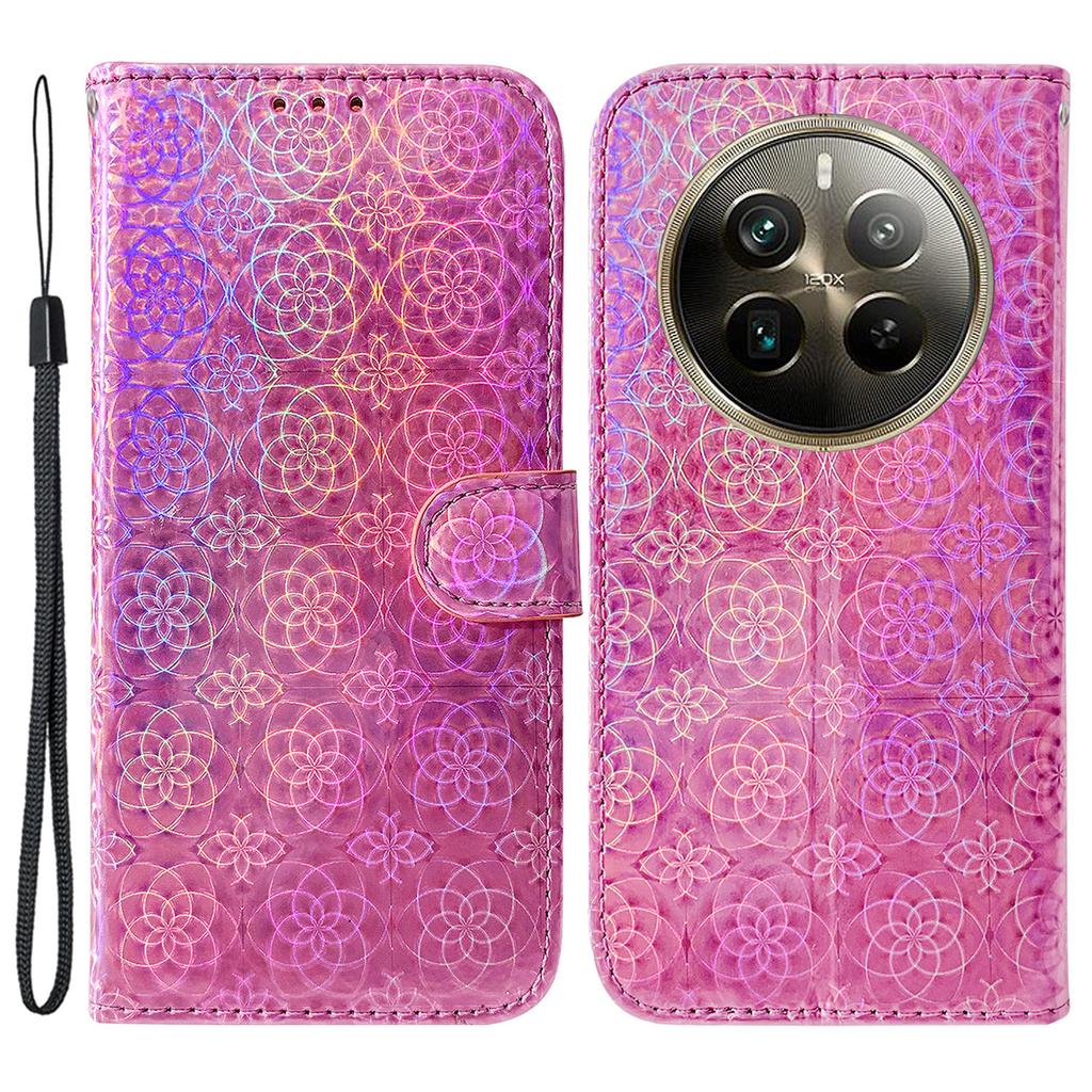 For Realme 12 Pro 5G/12 Pro+ 5G Case PU Leather Dazzling Flower Phone Cover with Card Slots