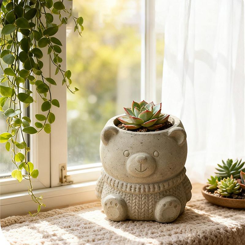 Pen Holder Silicone Mold High Quality Flower Pot Mold Bear Silicone Mold Cute For Birthday Gifts Office Desk Storage Children'S