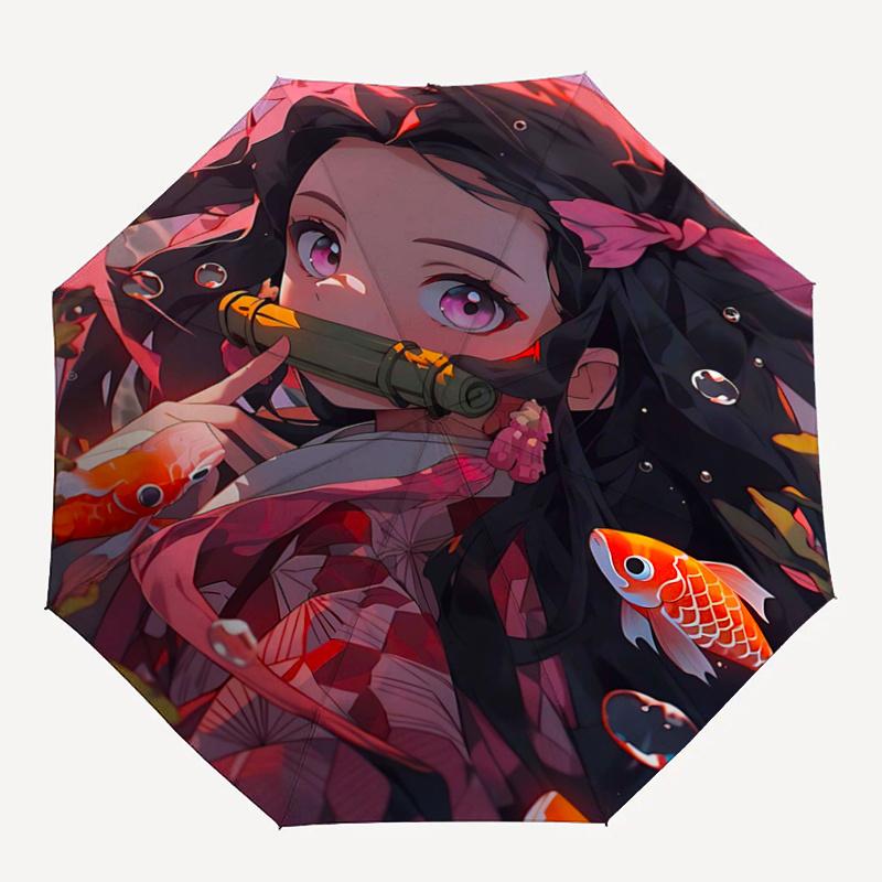 1pc Kamado Nezuko Demon Slayer Automatic Opening and Closing Umbrella - Suitable for Various Occasions, Outdoor Activities, Lightweight and Durab