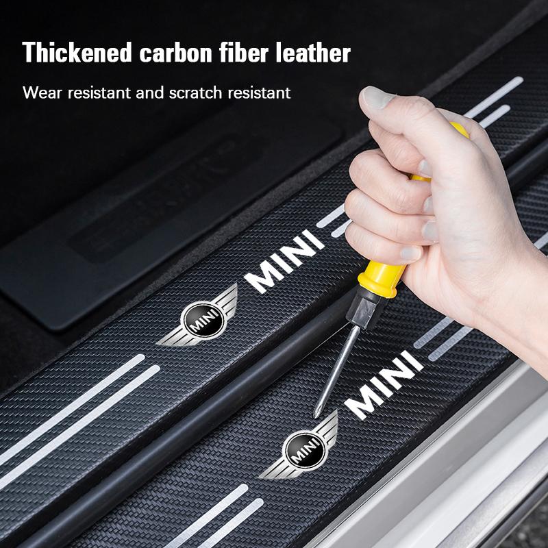MINI Car Threshold Strip Anti Stepping Leather Protective Sticker For MINI Cooper R56 F56 R50 JCW Cabrio Aceman Countryman WORKS