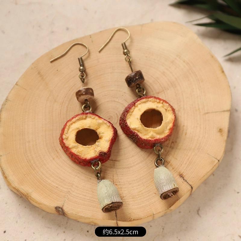 Original Design Traditional Chinese Medicine Plant Earrings Retro Literature Natural Fruit Handmade Long Earrings Women