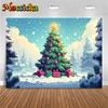 Mocsicka Big Christmas Tree Photography Background Winter Snow New Year Party Wallpaper Forest Gift Decoration Festival Backdrop