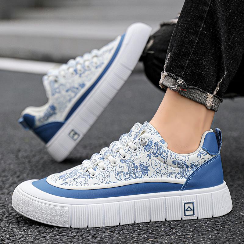 

2024 Chinese dragon board shoes men s camouflage flower cloth breathable new trend ice silk cloth men s shoes live stream casual shoes 39