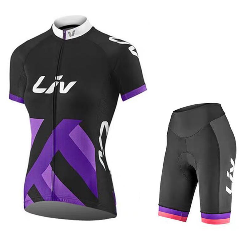 Women's Cycling Suit Set Summer Short Sleeved Cycling Jersey Cycling Bib Women's Sponge Cushion Cycling Shorts