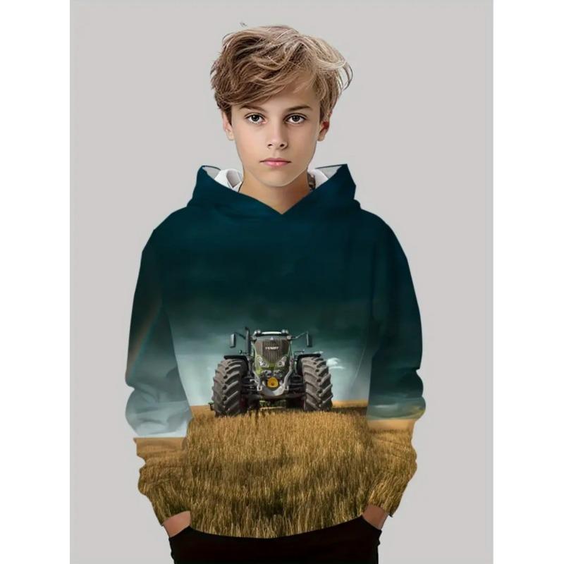 Jungen Mode 3D Druck Auto Traktor Hoodies Kinder Sweatshirt Hoodies Jungen Oberteile Herren Trainingsanzüge Outdoor Kleidung Outdoor Hoodies