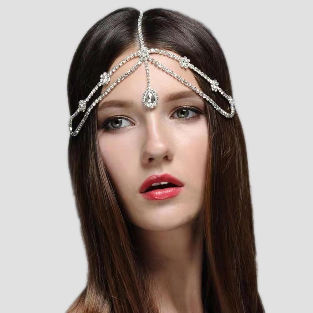 Fashion Bridal Rhinestone Hair Chain Head Jewelry For Women Multilayer Crystal Tassel Hair Jewelry Headbands Wedding Accessories