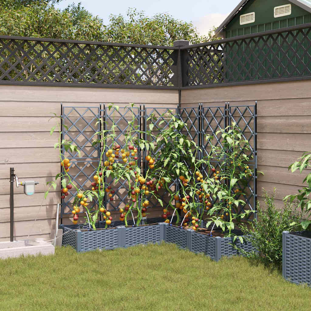 Garden Planter 5 Pcs Light Grey 120 X 120 X 126 Cm Plastic