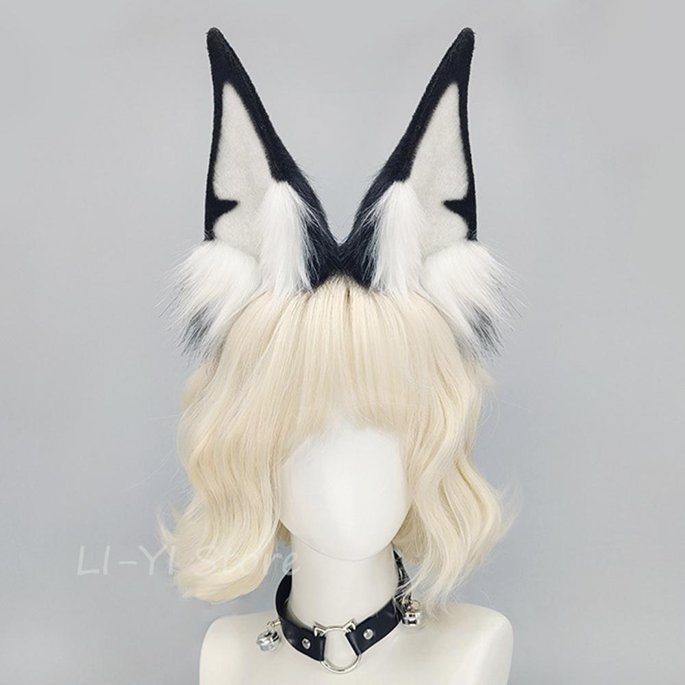 Plush Cute Dobermanns Dog Ears Headbands Plush Furry Animal Ears Hair Hoop Handmade Lolita Cos Costume Cosplay Hairband