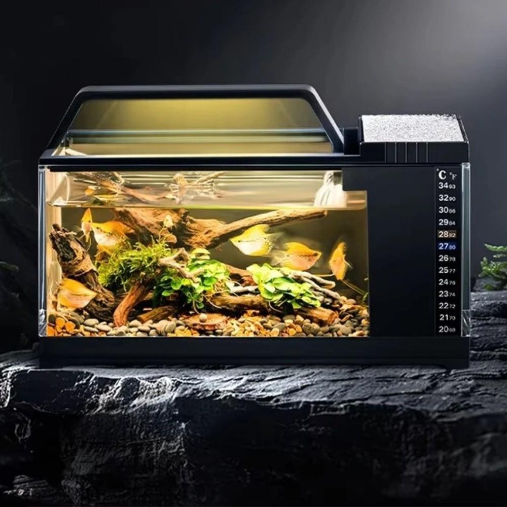 Heating Pad Integrated Fish Tank Built-In Light Desktop Fish Tank Office Decor