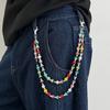 Salircon Trendy Colorata Catena Vita con Strass e Perline Cintura Portachiavi Uomo Punk Harajuku Catena per Borsa Pantaloni Gioielli da Strada Regalo Maschile