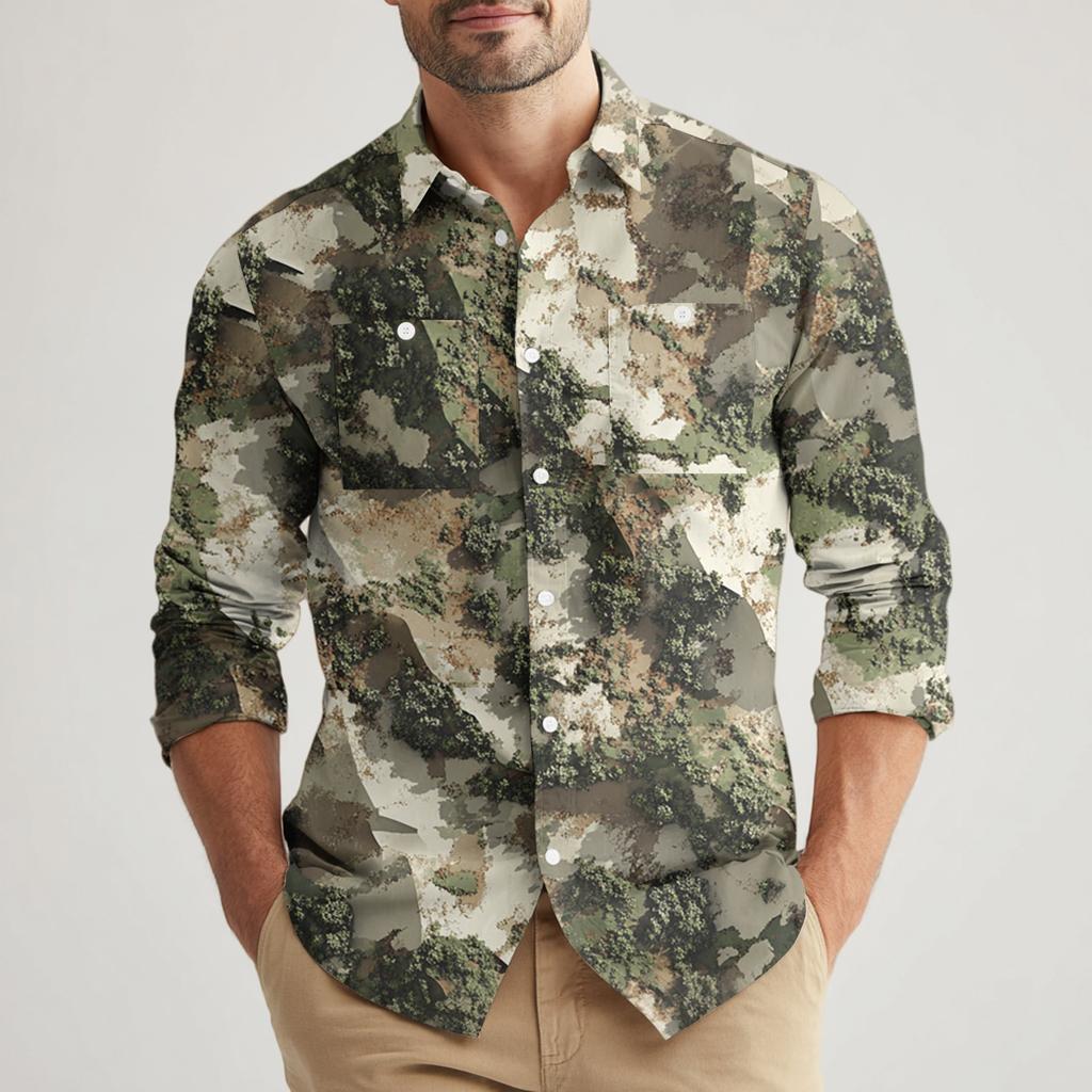 Men's Loose Classic Lapel Multi-pocket Industrial Work Shirt Top