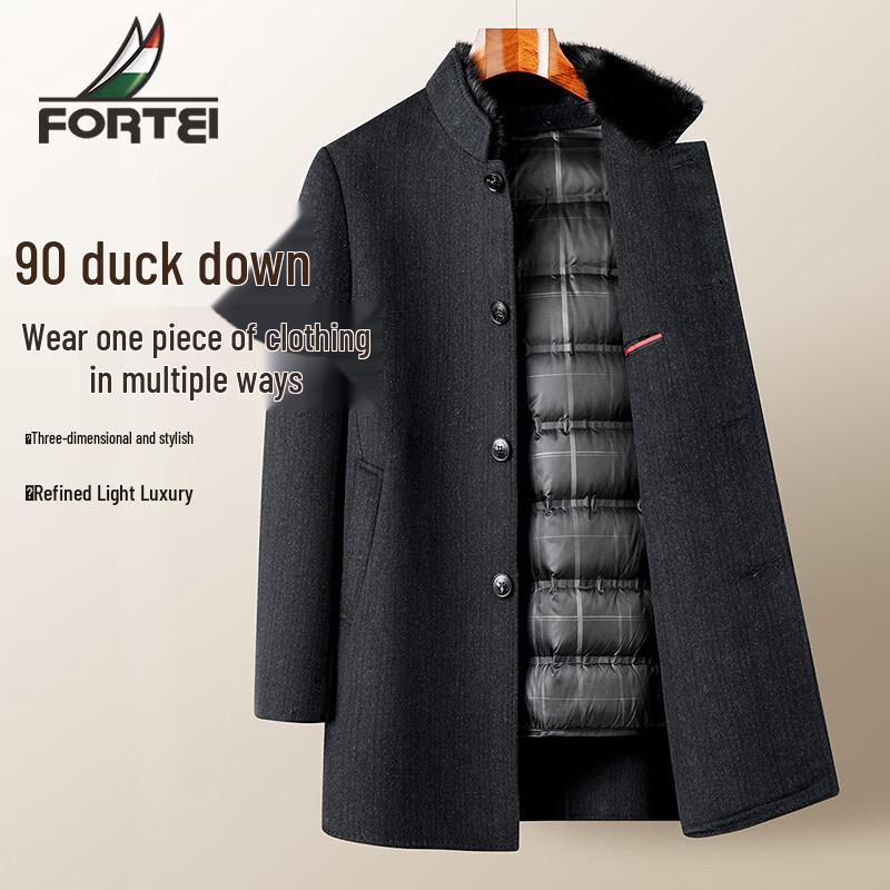 Мужское пальто Futing со съемной подкладкой из пуха и смесовой шерсти M