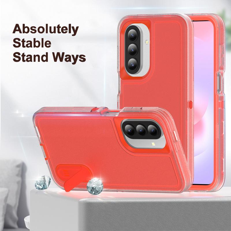 Candy Color Stand Phone Case For Samsung Galaxy S26 Ultra S25 FE S24 S23 Plus A17 A27 A37 A57 A15 A16 A36 A56 5G Hybrid 3in1 Shockproof Bumper Cover