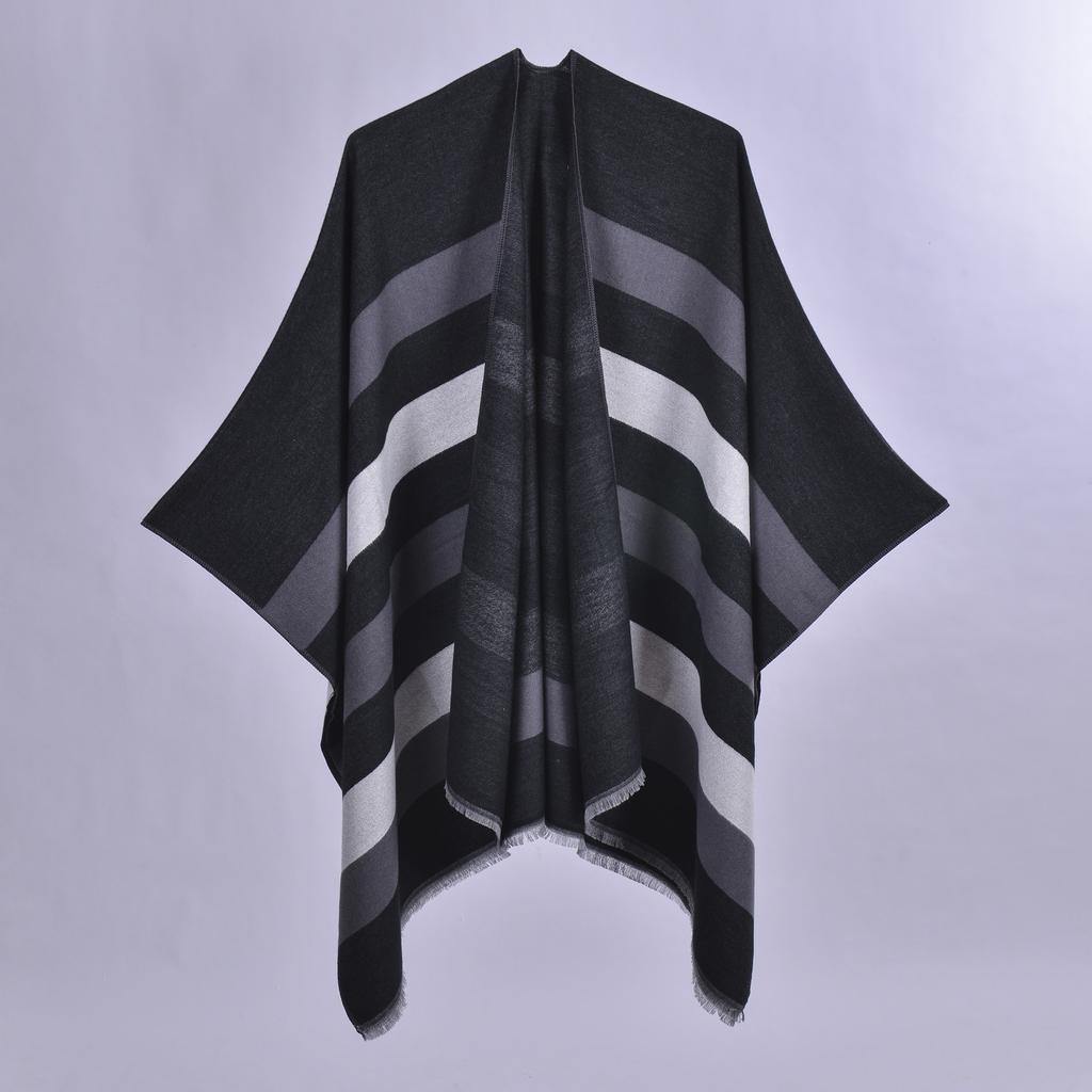 Women's Autumn Winter Warm Two Tone Cape Simple Fashion Pashmina Air Conditioning Room Shawl