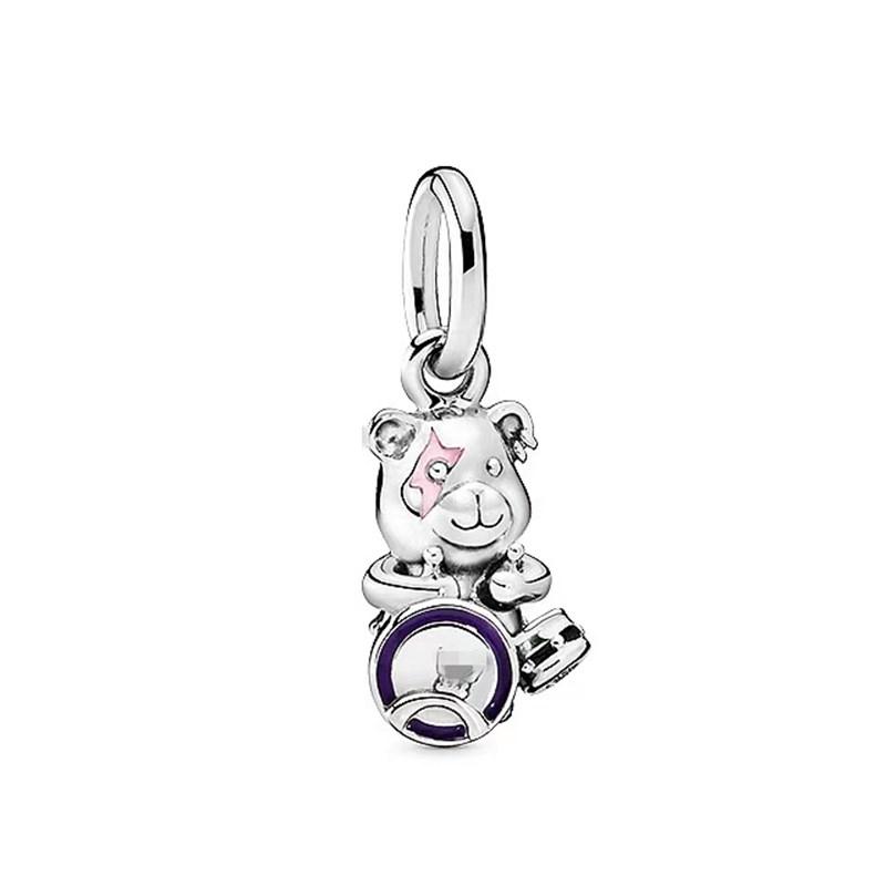 925 Silver Plated Cute Animal Charm Beads DIY Necklace Bracelet Gift Enamel Dog Panda Penguin Fashion Jewelry