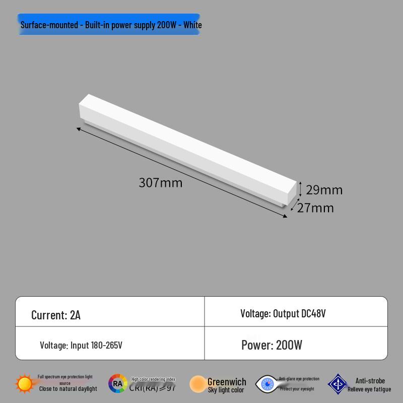 Smart Thin Surface-Mount Track Light for Living Room - No Main Light, Dimming, Adjustable Color Temperature, Magnetic Lamp
