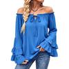 Women's Elegant Off Shoulder Long Sleeve Floral Blouse, Loose Fit Casual Top
