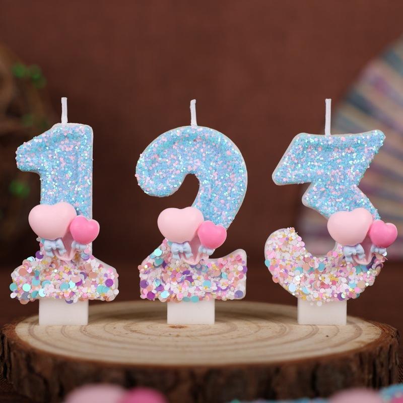 Creative Balloon Numbers Birthday Candles Cake Decoration Party Holiday One Year Old Handmade Candles 0-9