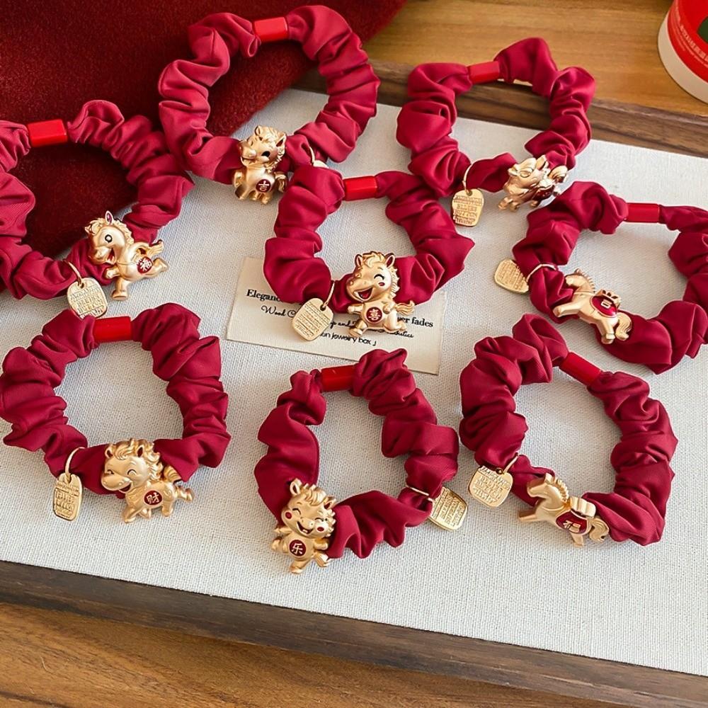 Zinc Zinc Alloy New Year's Red Hair Rope Red Cloth Rope Red Hair Scrunchies  Daily Life