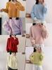 Women's Beaded Knit Sweater - Autumn/Winter 2026: Loose-Fit, Long-Sleeve, Half-High Collar Korean Style.