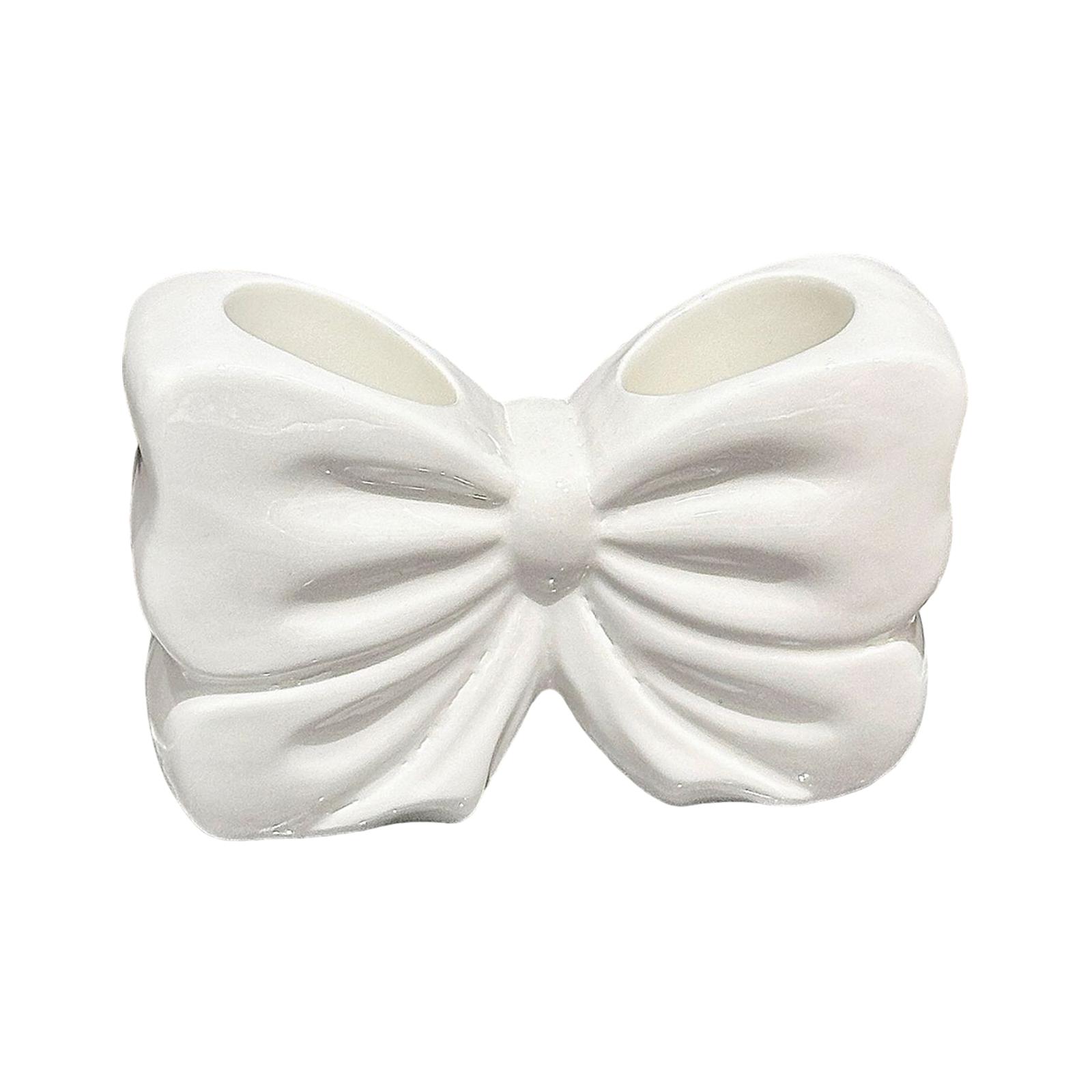 

Adorable Bow Decoration Ceramic Toothbrush Holder for Kids and Adults for Bathroom Countertop Shower Vanity белый