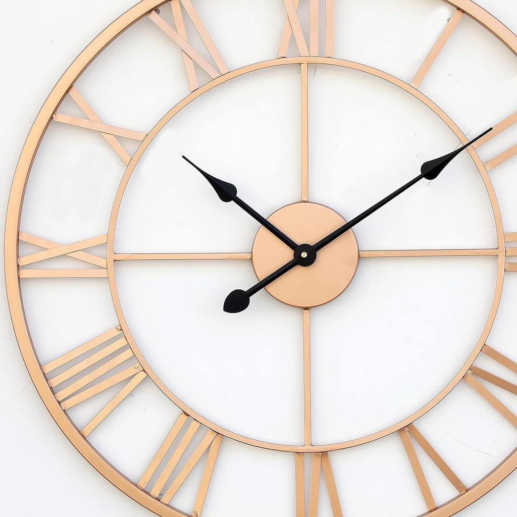 22 Inch Metal Premium Roman Analog Wall Clock For Living Room, Vintage Clock, Wall Clock For Office, Copper