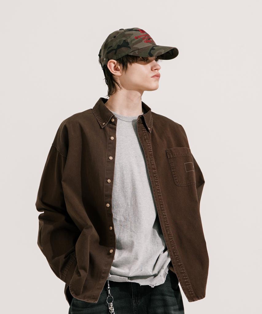 EZKATON Recycled Long Sleeve Shirt Brown Kmls6867