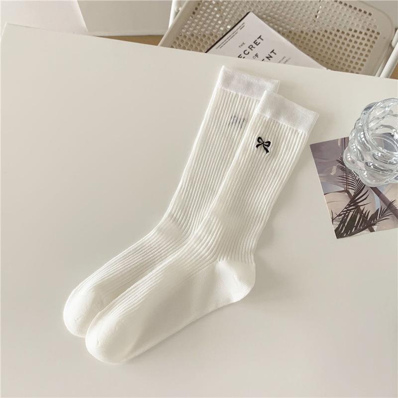 Summer Thin Mesh Breathable Mid-calf Socks for Women, Solid Color Lace Pile Socks, Perforated Mesh Socks