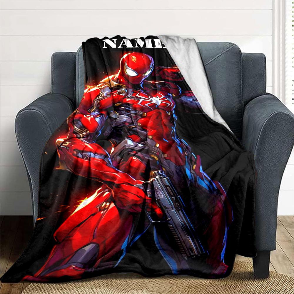 Customiz Name Personality Spider-Man Blanket Soft &Warm Sofa Office Bed Travel Lunch Break Blanket, Gift Suitable All Seasons