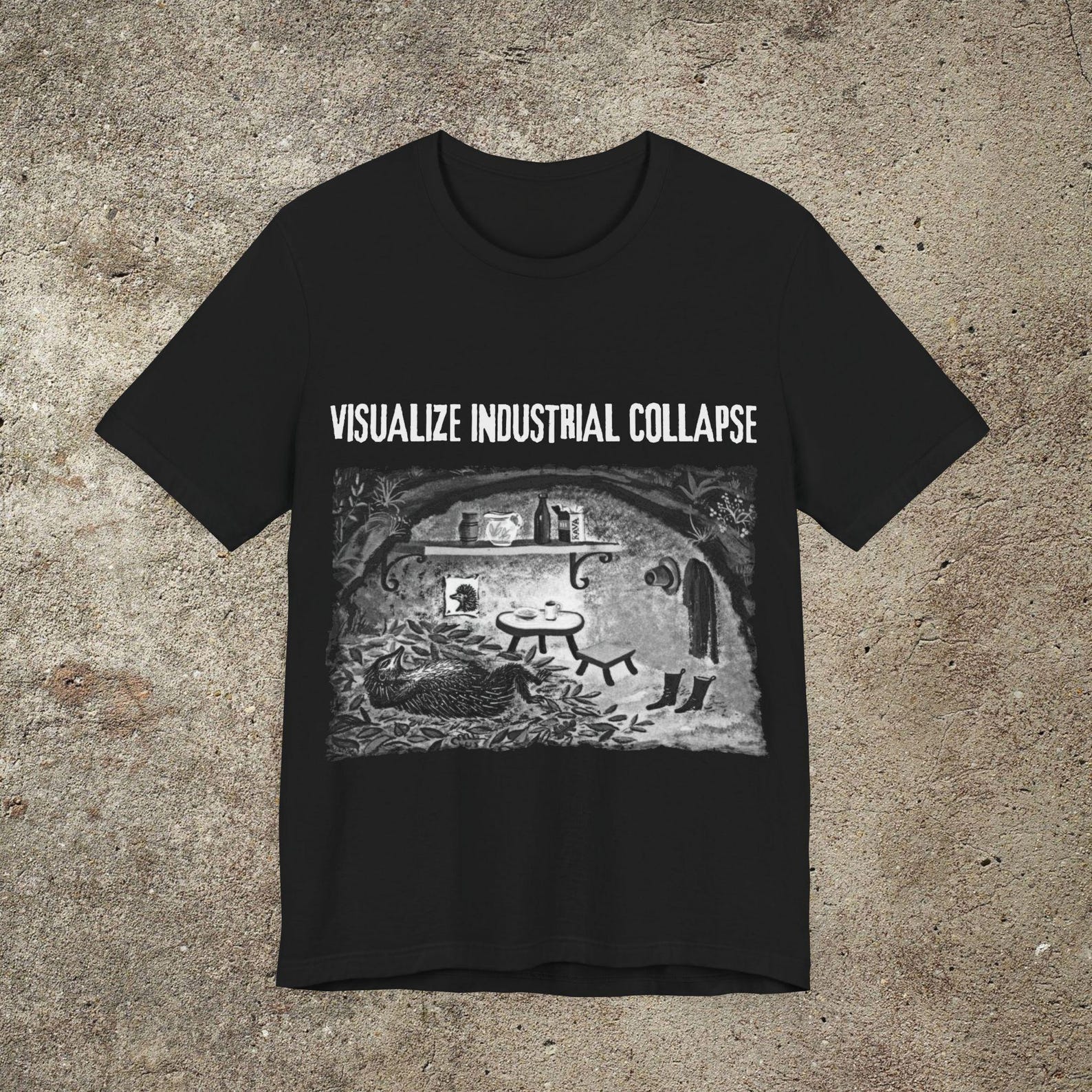 Visualize Industrial Collapse, Anarchist Unisex T-Shirt, Anti Capitalist Graphic Tee S