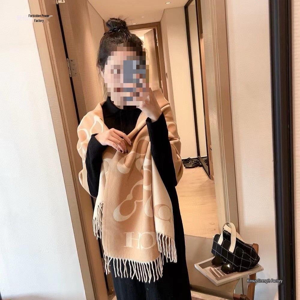 Women's Luxury Cashmere Scarf: Warm, Double-Sided Tassel Shawl & Neck Warmer