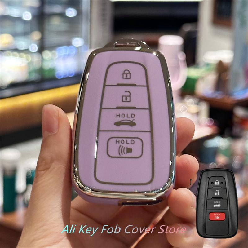 For Toyota Key Fob Cover For 2020-2024 Highlander 2018-2024 RAV4 Camry C-HR Corolla Avalon Prius Key Shell Case Keychain