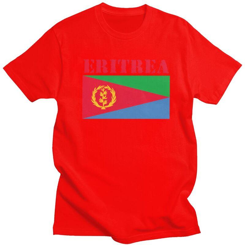 Custom Eritrea Flag Tshirt for Men Short Sleeve T Shirt Tshirt Slim Fit Pure Cotton Tees Gift