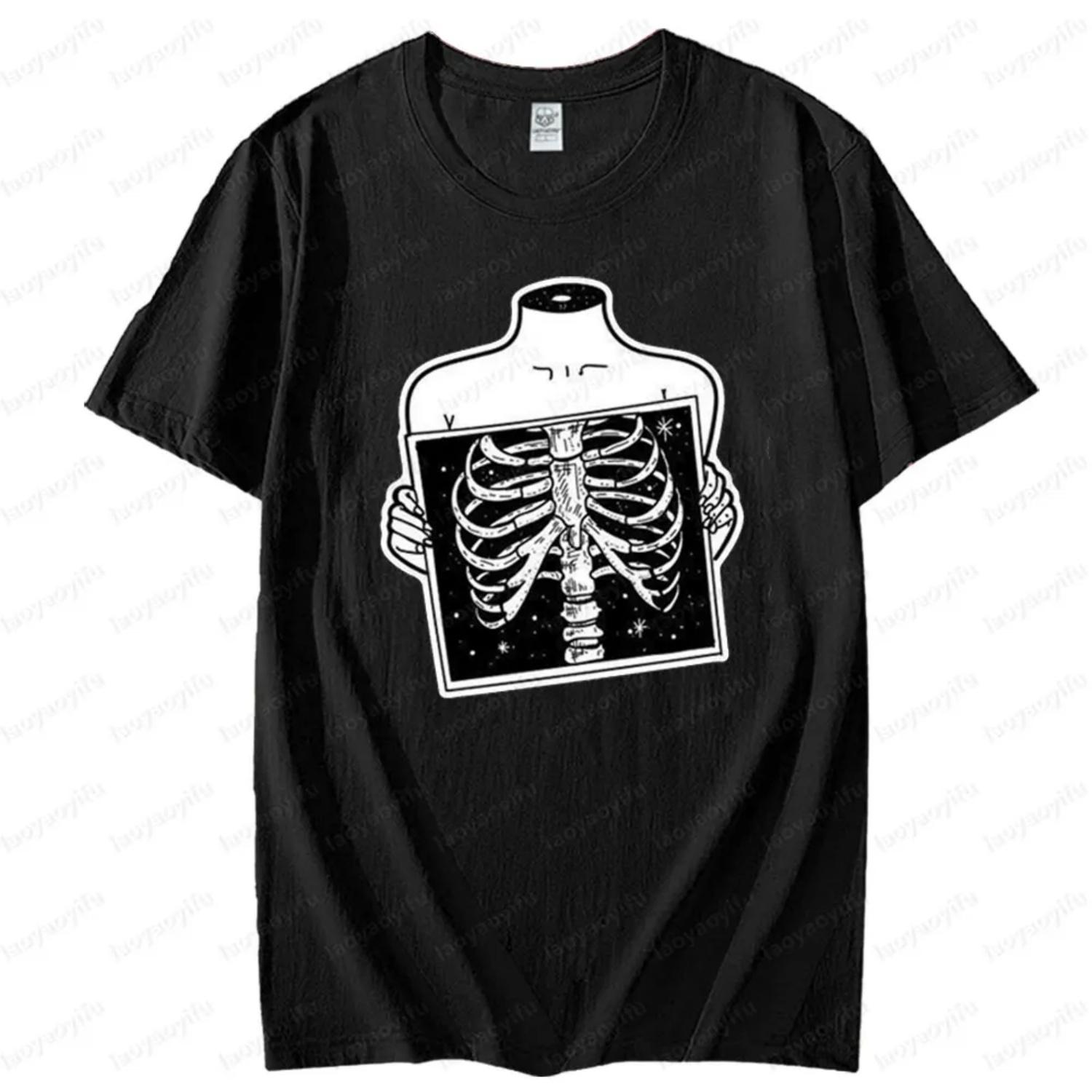 

Show You My Bones Dark Gothic Punk Style Short Sleeve Men Women Fashion Crewneck Cotton Tee Tops Summer Daily Life Casual TsHirt XXXXXL чорний