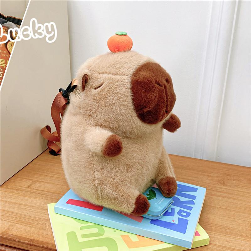 Baseball Backpack Capybara Cute Cartoon Stuffed Doll Backpack Soft Guinea Pig