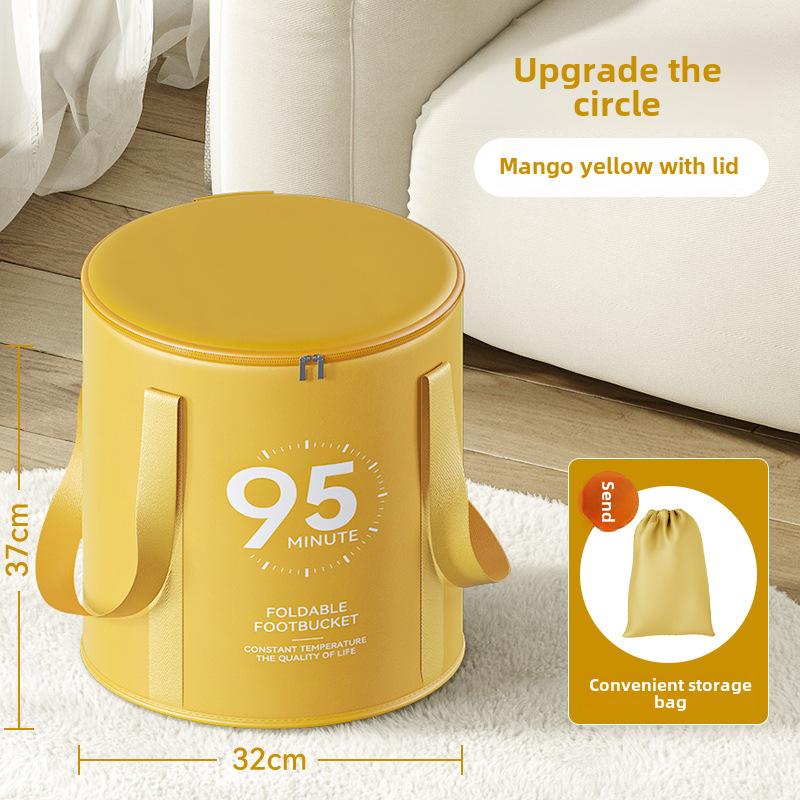 Cadă portabilă pliabilă pentru picioare, găleată pliabilă pentru spa picioare cu capac, înmuiere profundă pentru casă, călătorie